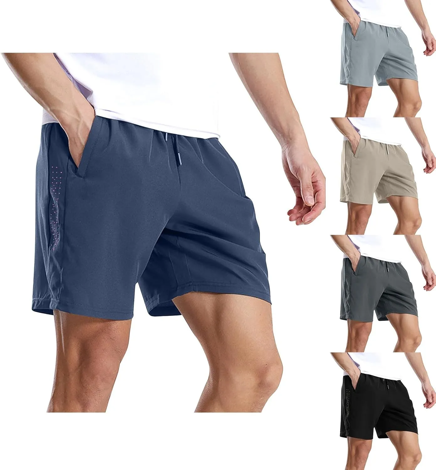 Running Shorts for Men Casual 2025 Summer Elastic Waist Shorts Lightweight Breathable Stretch Quick Dry Short w/Pockets