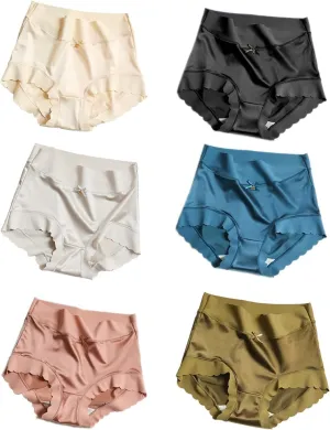 Satin Ice Silk Seamless Shaping Briefs,Women's High Waisted Tummy Control Hip Lift Underwear,Cool Breathable Panties