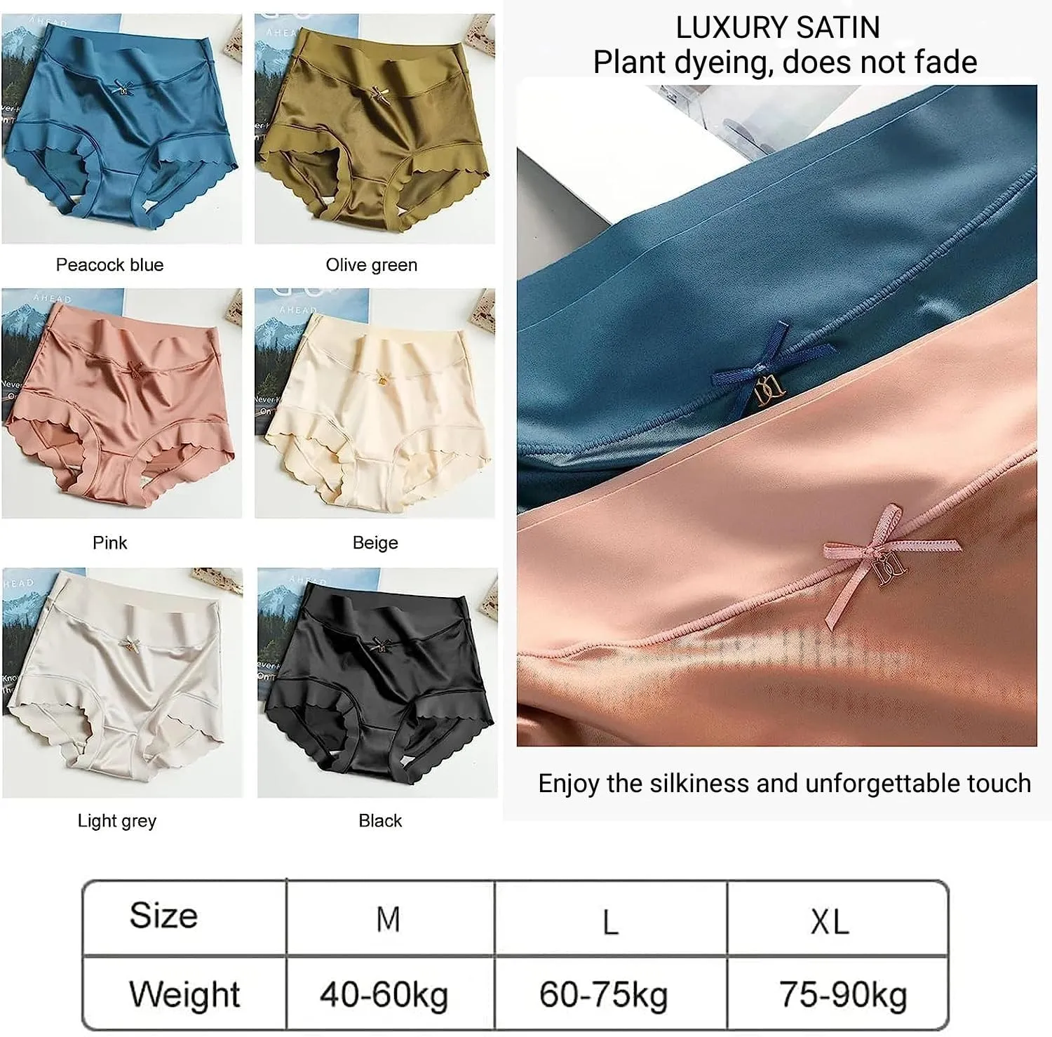 Satin Ice Silk Seamless Shaping Briefs,Women's High Waisted Tummy Control Hip Lift Underwear,Cool Breathable Panties
