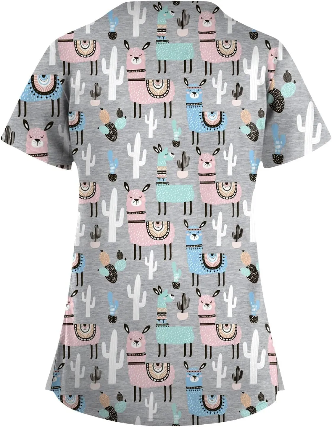 Scrub Tops Women Criss Cross V Neck Print Nurse Uniforms Short Sleeve Dressy Working T-Shirts Relaxed Fit T Shirts
