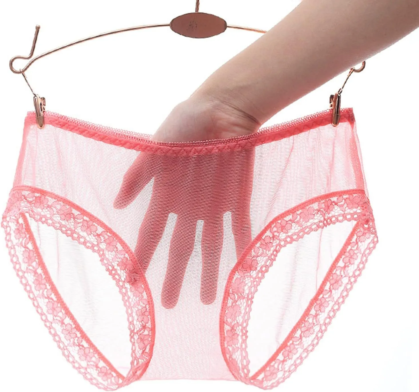 Seamless Low Waist Underwear for Women Sexy Lace Hipsters Comfor Panties Cheeky Thongs Briefs Ice Silk Clear