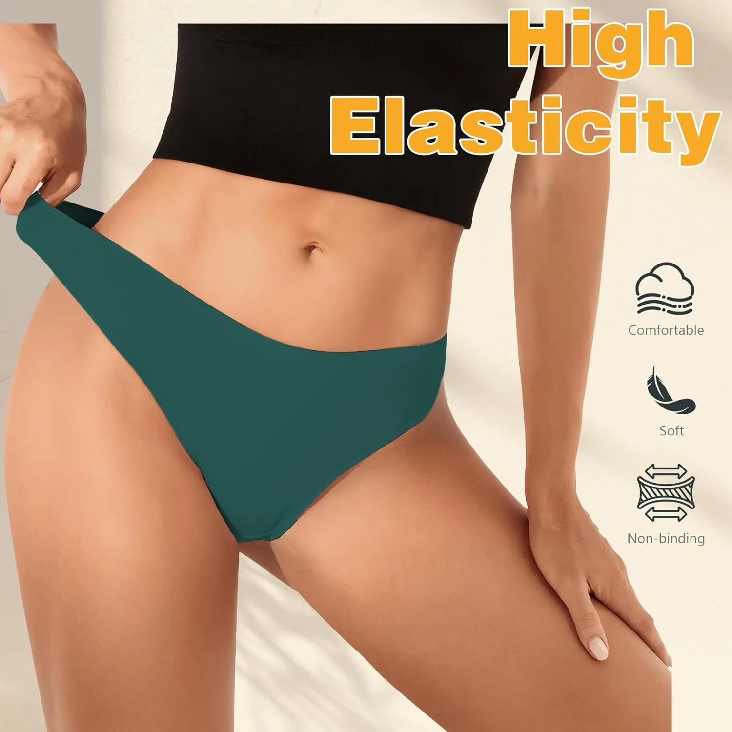 Seamless Underwear Women No Show Panties Ladies Briefs Low Waisted Sexy Seamless Silk Breathable Cool Knickers 5 Pack