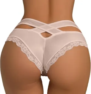 Sexy Lace Underwear for Women Thongs Low Waist Hipsters Soft Panties Stretch Ice Silk Breathable Briefs Tangas Cheeky