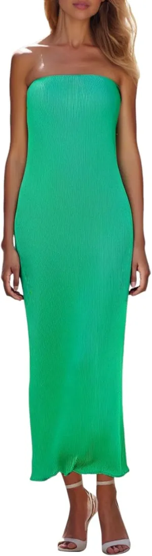 Sexy Women Strapless Tube Long Dresses Off The Shoulder Cut Out Skinny Slit Maxi Dress Party Club Beach Summer