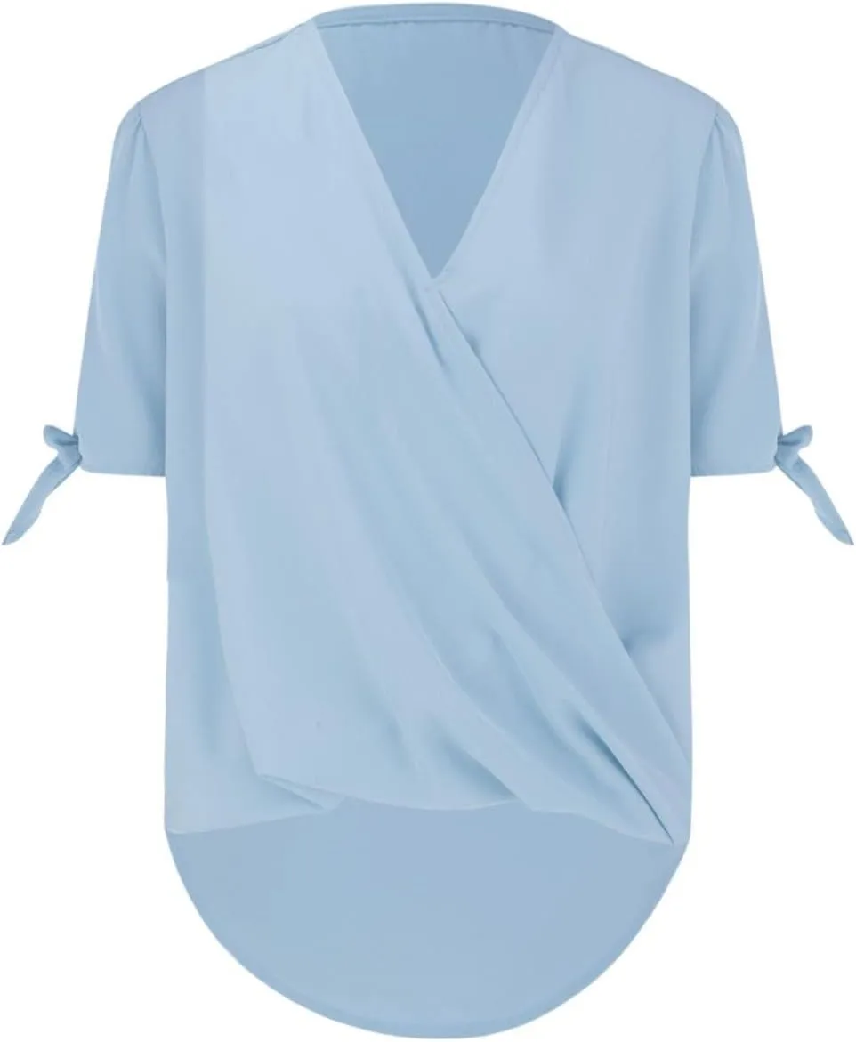 SHAOBGE Womens Tank Tops Summer Wrap V Neck Sleeveless/Short Sleeve Blouse Trendy Pleated Tanks Vest Elegant Tunic Tee Shirt