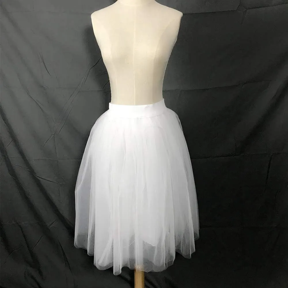 SHINYOU Women Tutu Skirt LED Light Up A Line Short Knee Length Tutu Tulle Skirt White