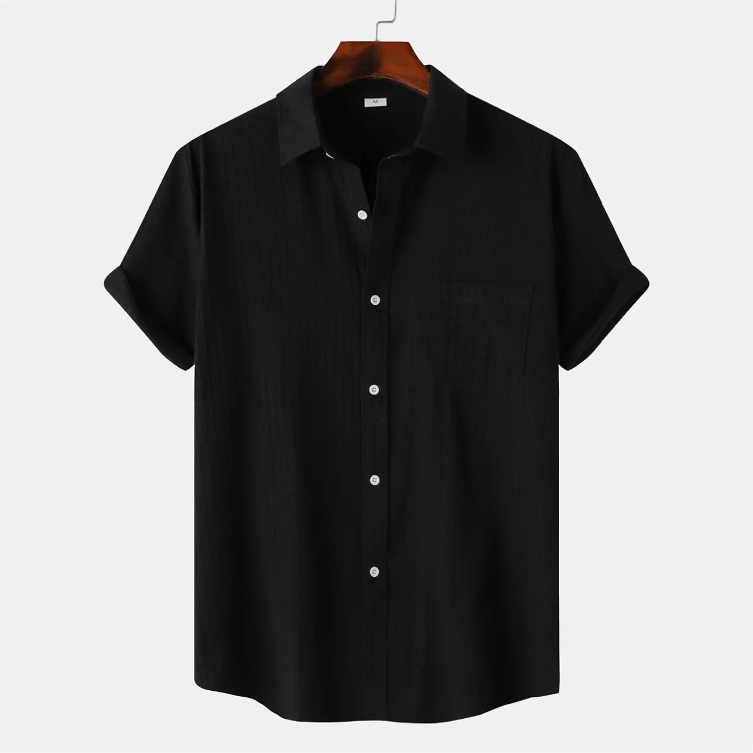 Short Sleeve Summer Shirts for Men Thin Light Weight T Shirt Casual Beach Shirt Plain Button Up Tops Cardigan Tshirt