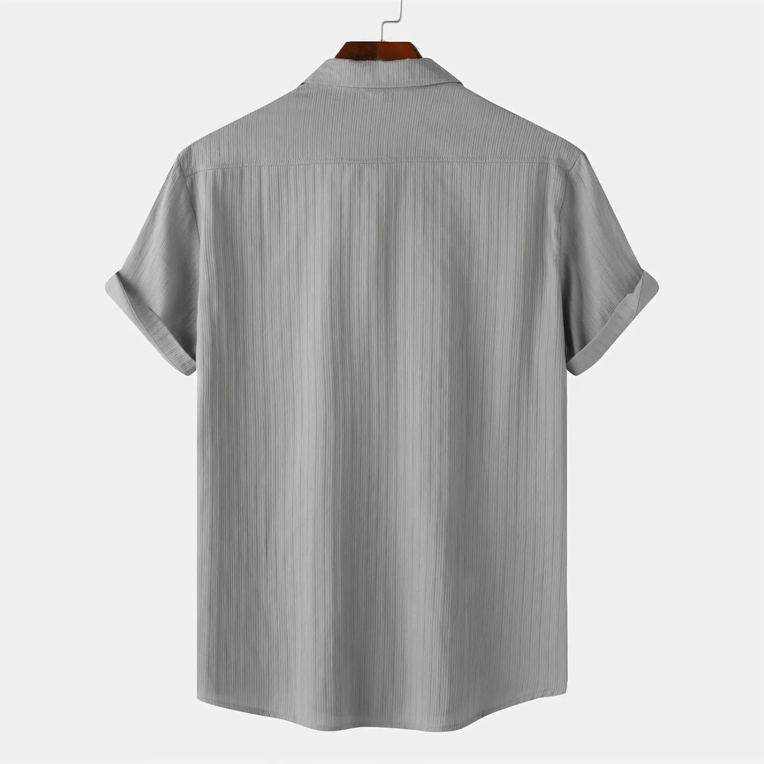 Short Sleeve Summer Shirts for Men Thin Light Weight T Shirt Casual Beach Shirt Plain Button Up Tops Cardigan Tshirt