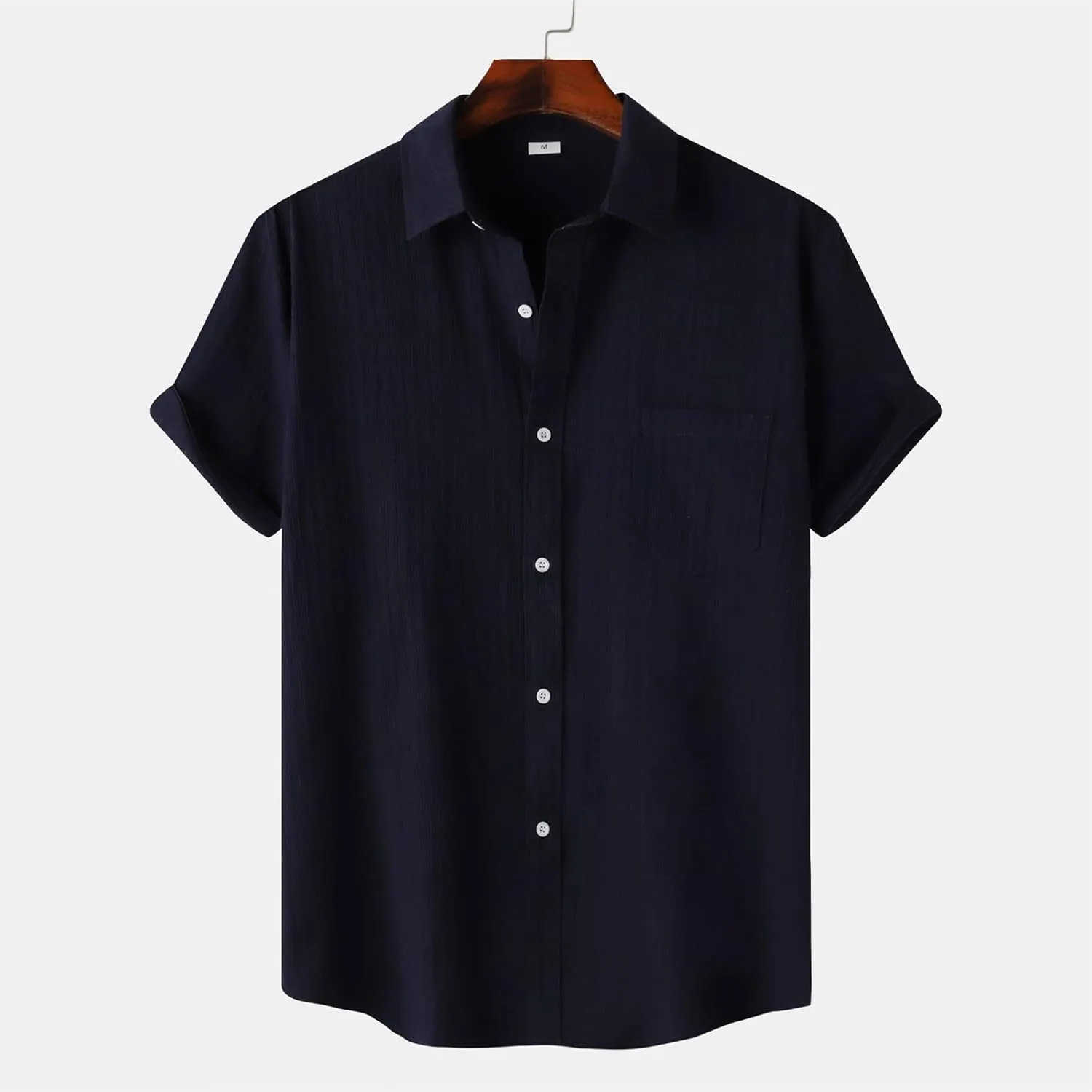 Short Sleeve Summer Shirts for Men Thin Light Weight T Shirt Casual Beach Shirt Plain Button Up Tops Cardigan Tshirt
