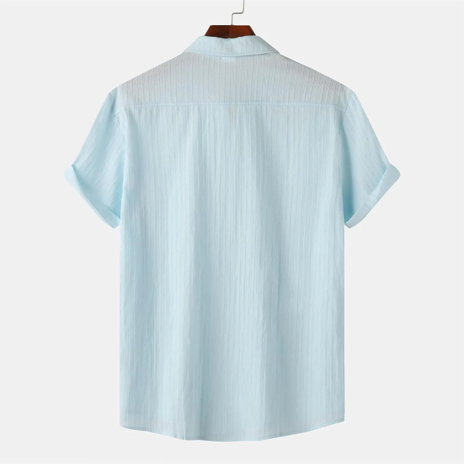 Short Sleeve Summer Shirts for Men Thin Light Weight T Shirt Casual Beach Shirt Plain Button Up Tops Cardigan Tshirt