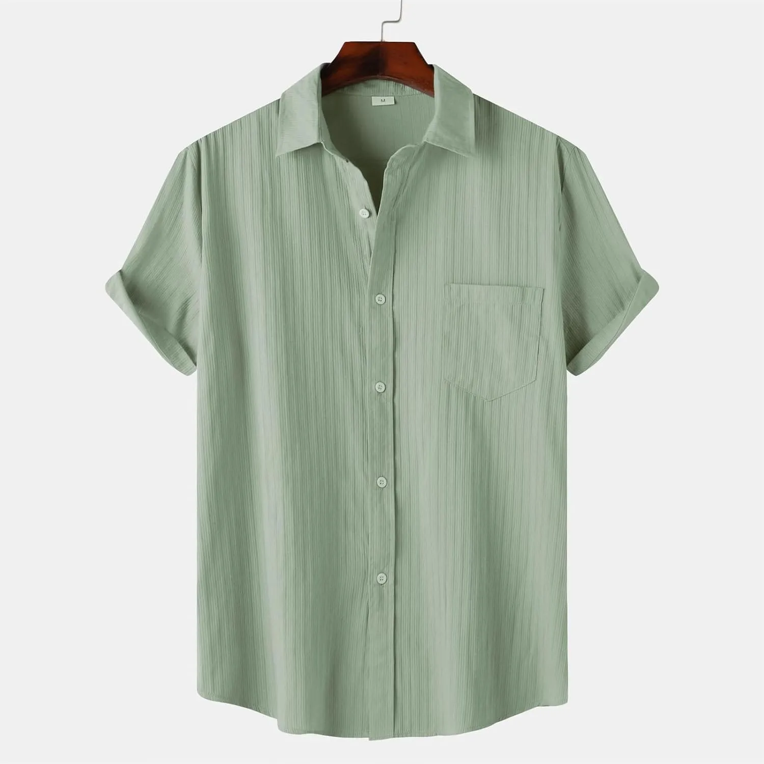 Short Sleeve Summer Shirts for Men Thin Light Weight T Shirt Casual Beach Shirt Plain Button Up Tops Cardigan Tshirt