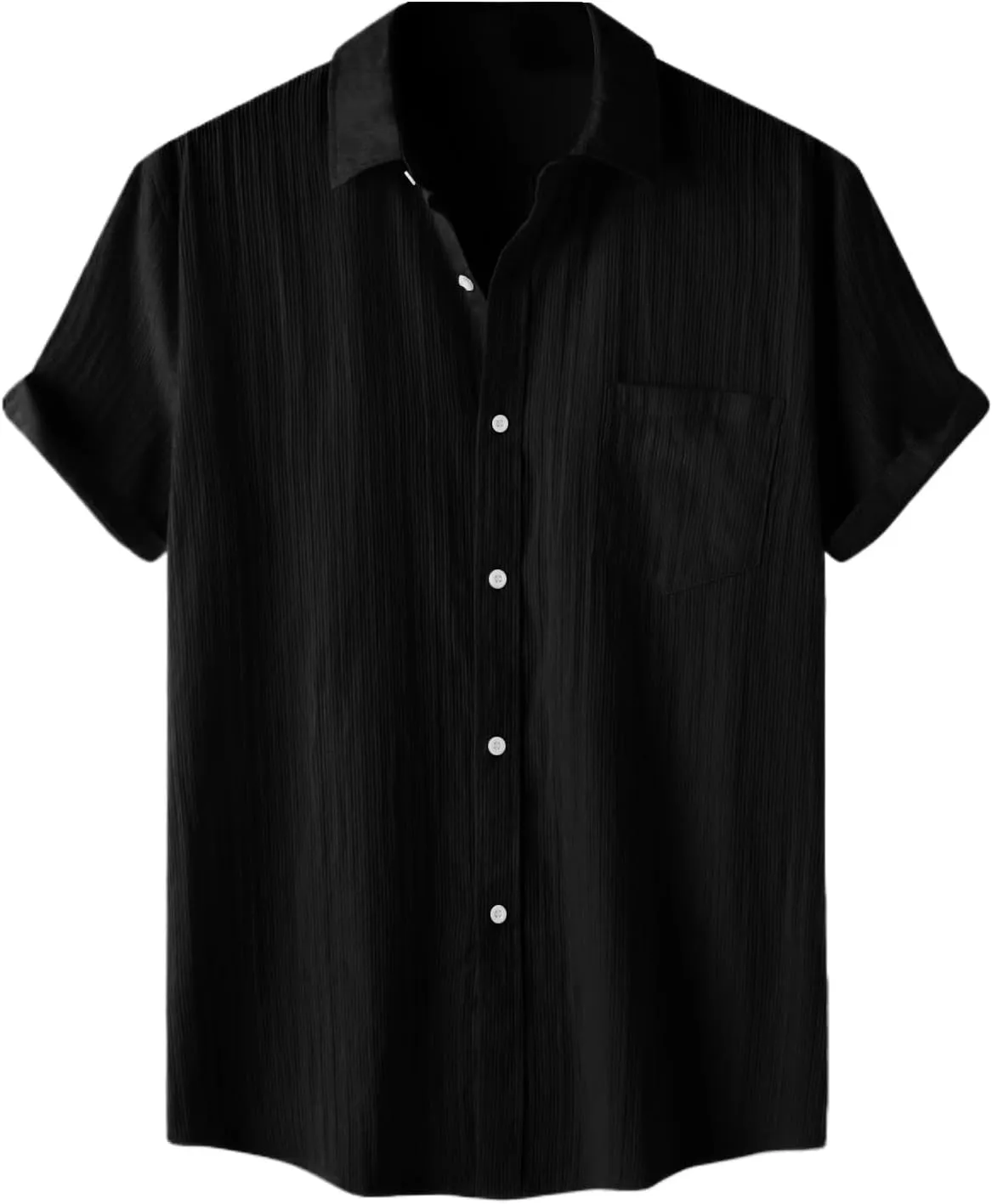 Short Sleeve Summer Shirts for Men Thin Light Weight T Shirt Casual Beach Shirt Plain Button Up Tops Cardigan Tshirt