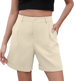 Shorts for Women Bermuda Shorts Casual Elastic Waist Wide Leg Shorts with Pockets