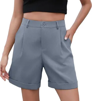 Shorts for Women Bermuda Shorts Casual Elastic Waist Wide Leg Shorts with Pockets