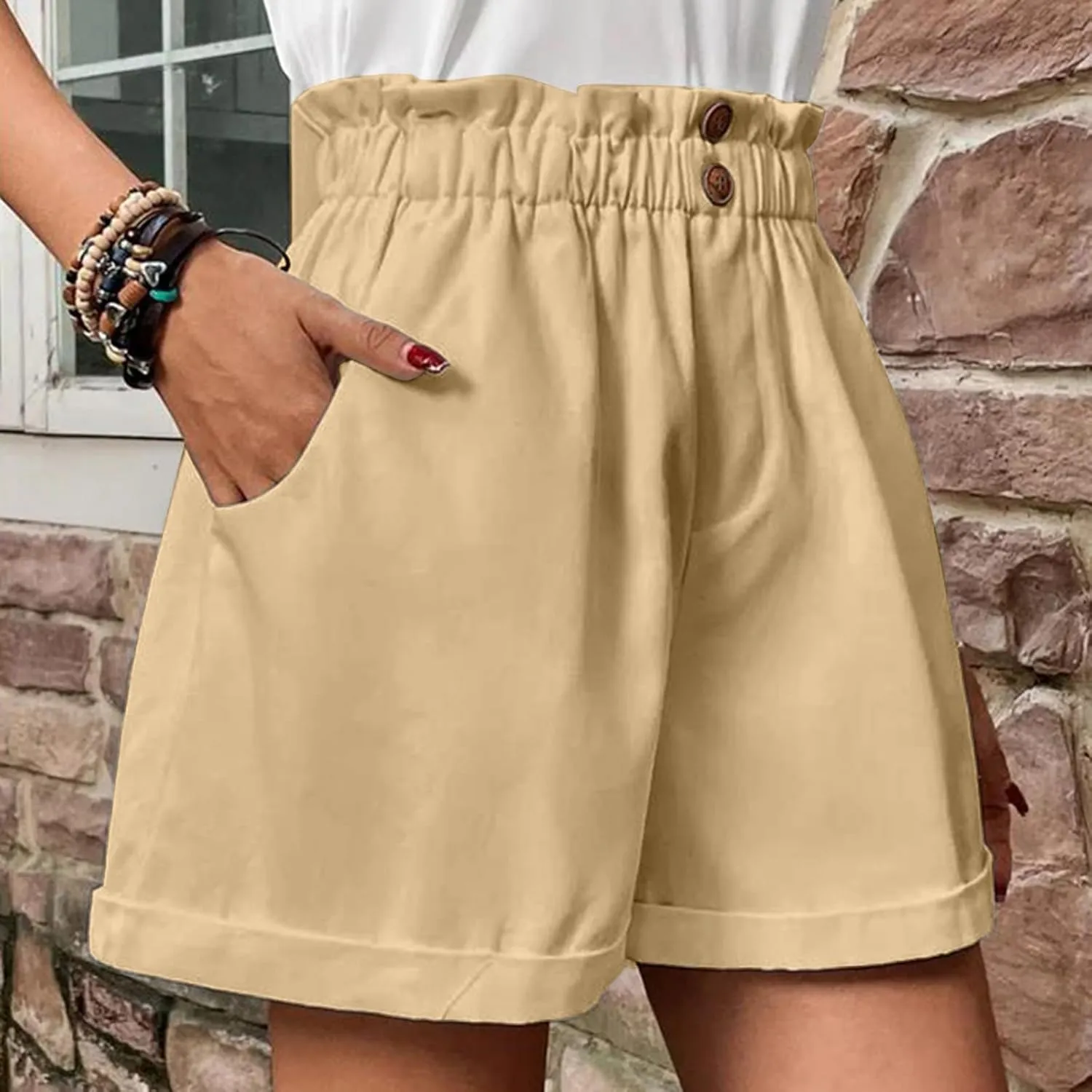 Shorts for Women Comfy Summer Shorts Elastic Waist Shorts Casual Lightweight Shorts Travel Shorts with Pockets