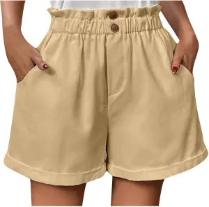 Shorts for Women Comfy Summer Shorts Elastic Waist Shorts Casual Lightweight Shorts Travel Shorts with Pockets