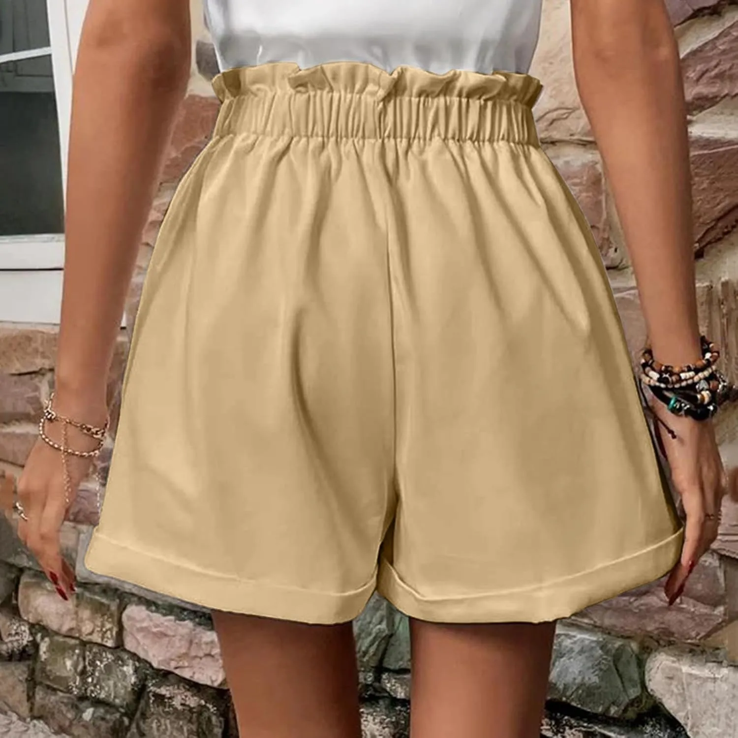 Shorts for Women Comfy Summer Shorts Elastic Waist Shorts Casual Lightweight Shorts Travel Shorts with Pockets