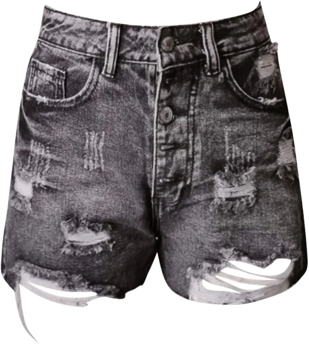 Shorts for Women Denim Casual High Waist Stretchy Boyfriend Shorts Jeans Solid Fray Hem Hot Short Pants