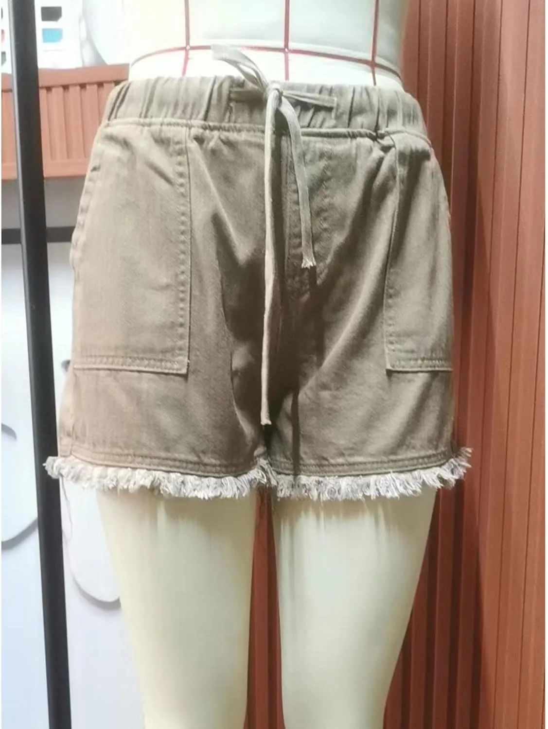 Shorts Women Elastic Waist Casual High Waisted Shorts