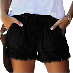 Shorts Women Elastic Waist Casual High Waisted Shorts
