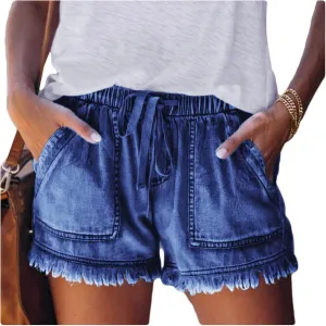 Shorts Women Elastic Waist Casual High Waisted Shorts