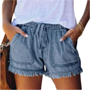 Shorts Women Elastic Waist Casual High Waisted Shorts