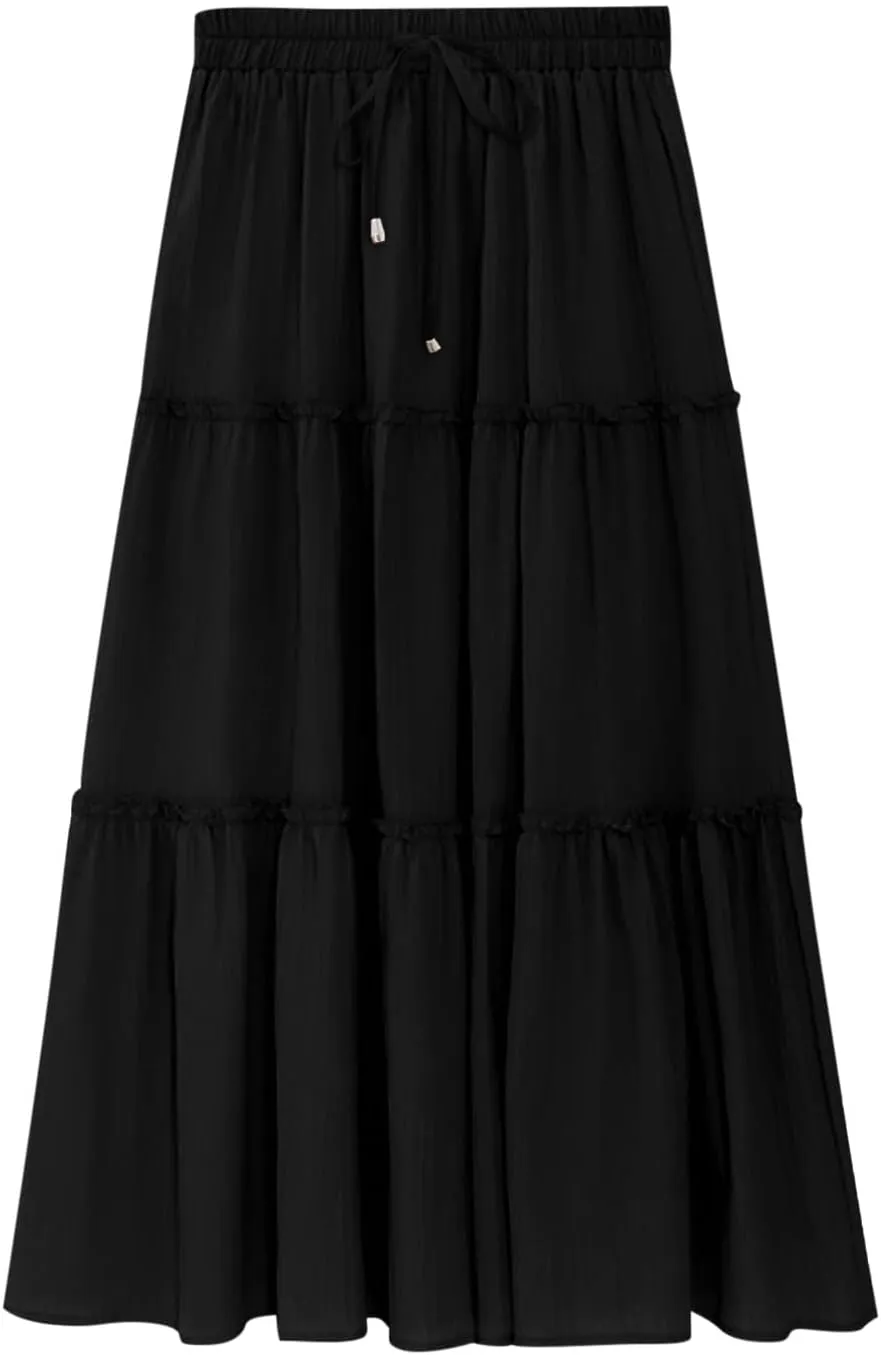 Skirts for Women Trendy Summer Maxi Skirt High Waisted A Line Long Tiered Casual Beach Skirts Boho Flowy Skirts