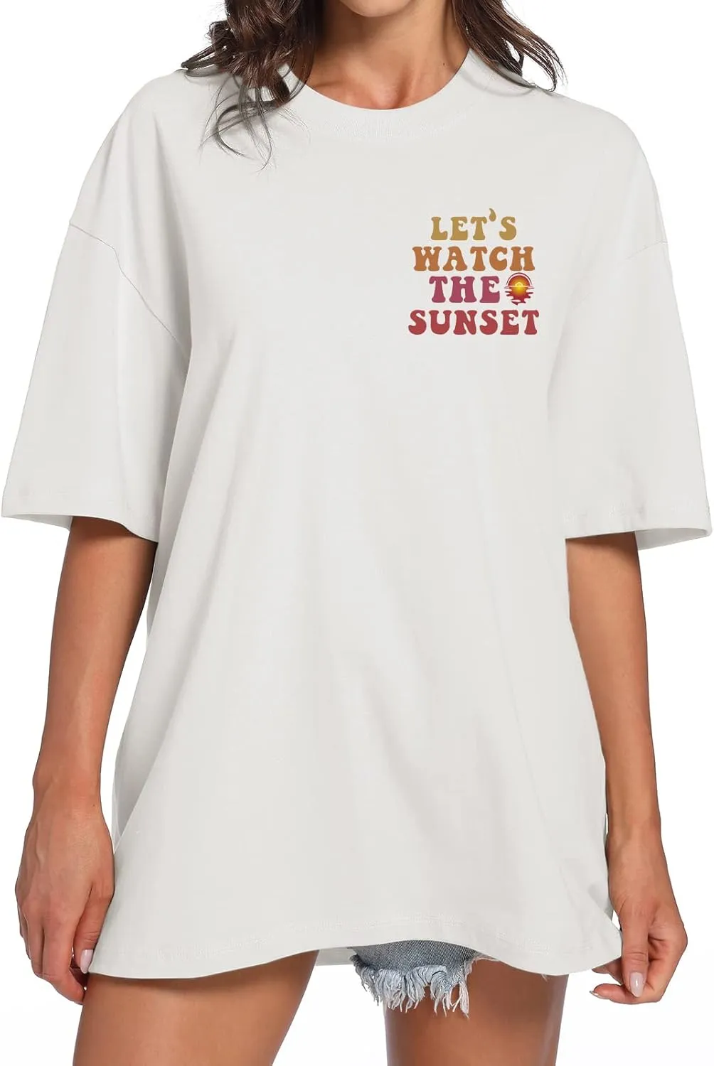 Slogan Graphic Boyfriend Tees Gym Oversized Aesthetic Letter Print T Shirts for Women Trendy Drop Shoulder Tshirt