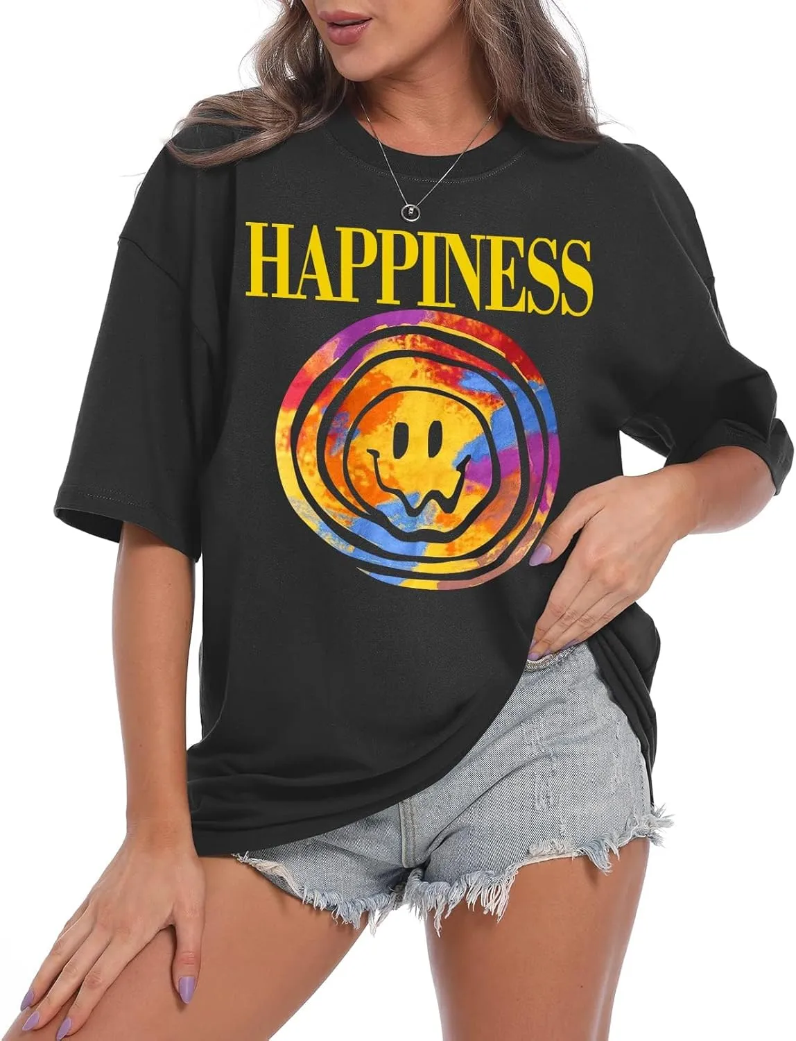 Slogan Graphic Boyfriend Tees Gym Oversized Aesthetic Letter Print T Shirts for Women Trendy Drop Shoulder Tshirt