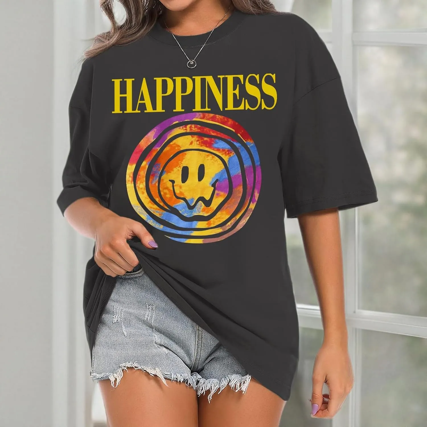 Slogan Graphic Boyfriend Tees Gym Oversized Aesthetic Letter Print T Shirts for Women Trendy Drop Shoulder Tshirt