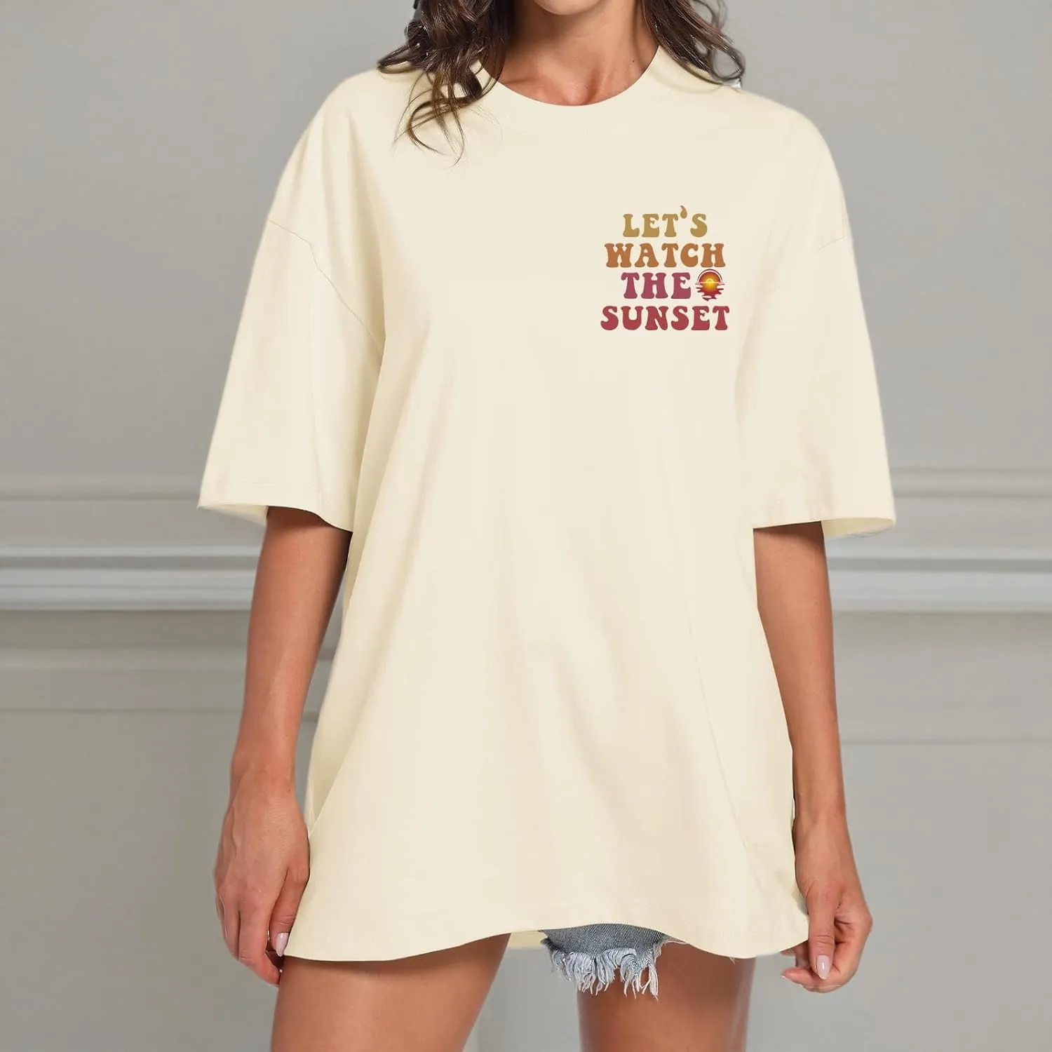 Slogan Graphic Boyfriend Tees Gym Oversized Aesthetic Letter Print T Shirts for Women Trendy Drop Shoulder Tshirt