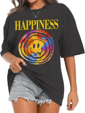 Slogan Graphic Boyfriend Tees Gym Oversized Aesthetic Letter Print T Shirts for Women Trendy Drop Shoulder Tshirt
