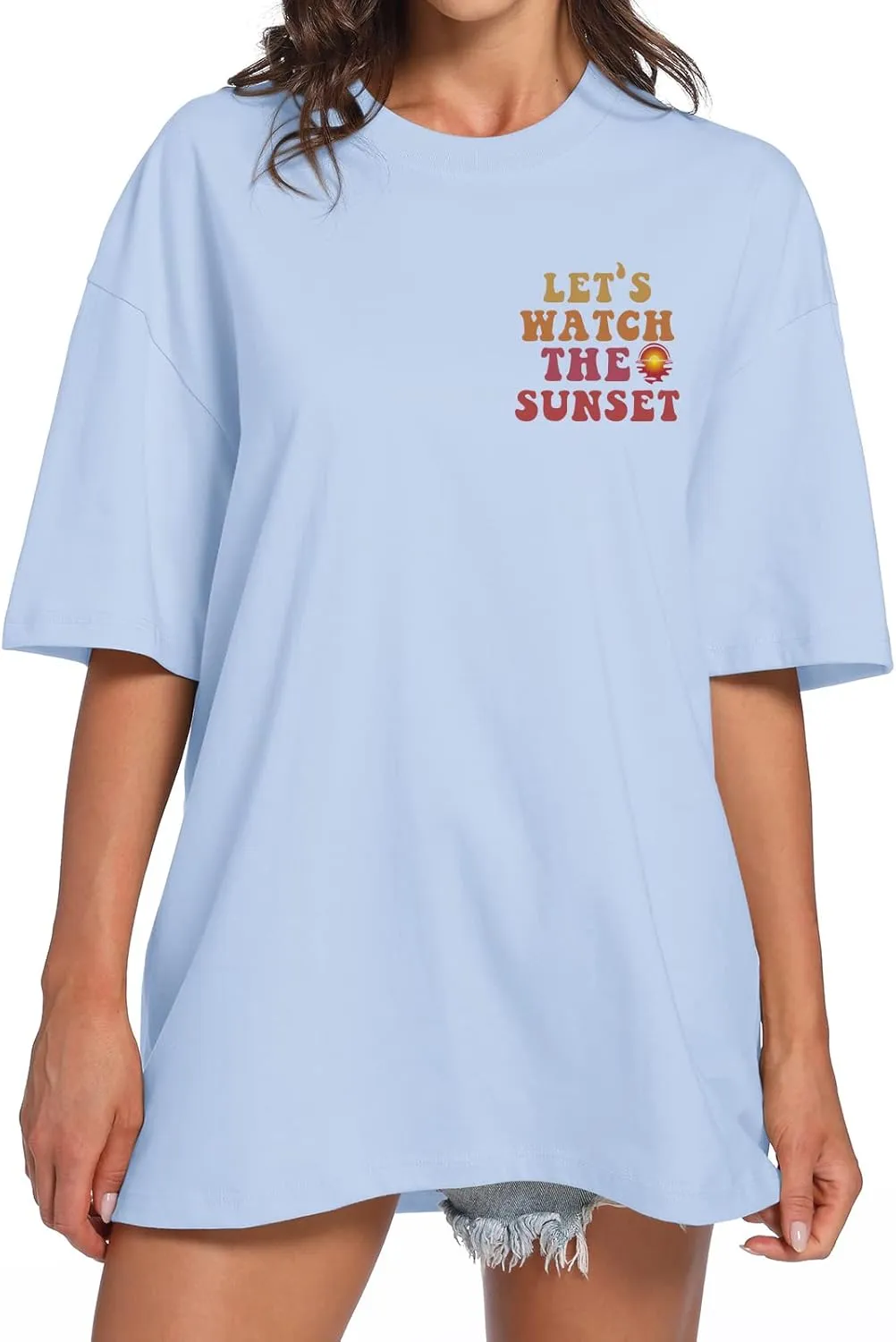 Slogan Graphic Boyfriend Tees Gym Oversized Aesthetic Letter Print T Shirts for Women Trendy Drop Shoulder Tshirt