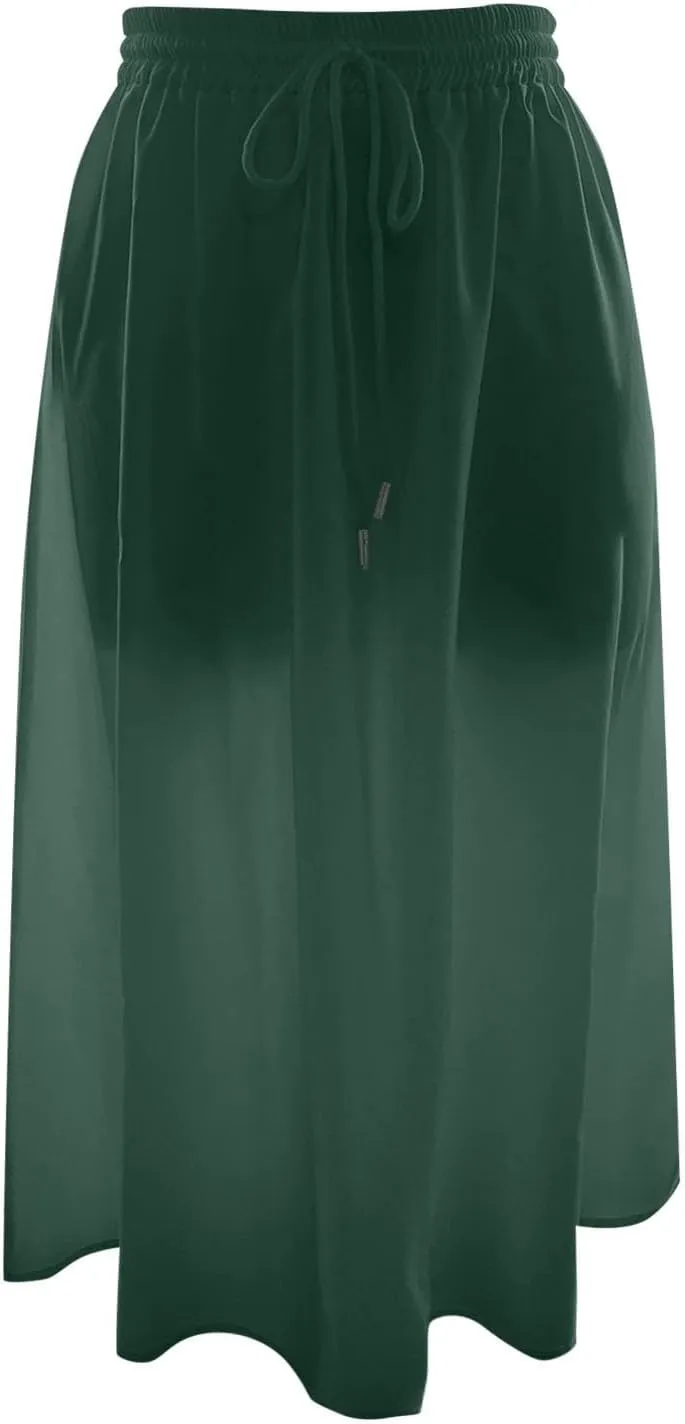 Summer Beach Boho Floral Maxi Skirt Women Elastic High Waist Tiered Pleated Flowy Long Casual Skirt