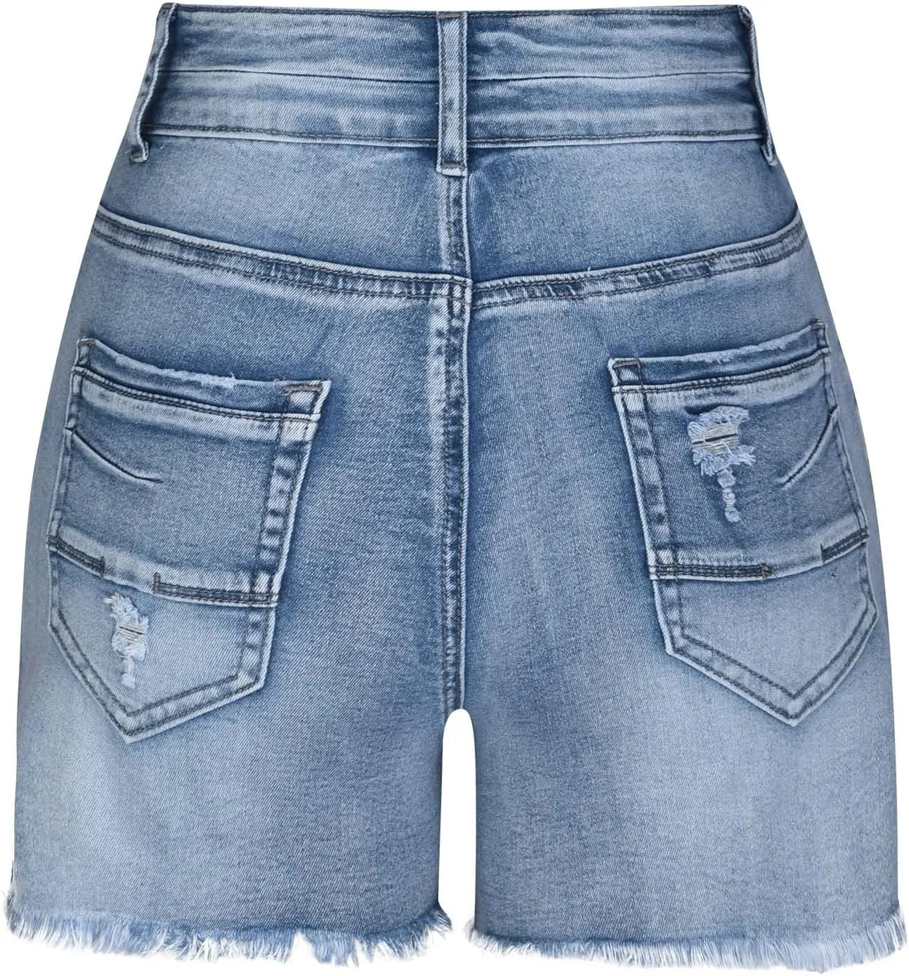 Summer Womens High Waisted Jean Shorts 2025 Stretchy Denim Shorts Frayed Hem Shorts Frayed Hem Patchwork Shorts