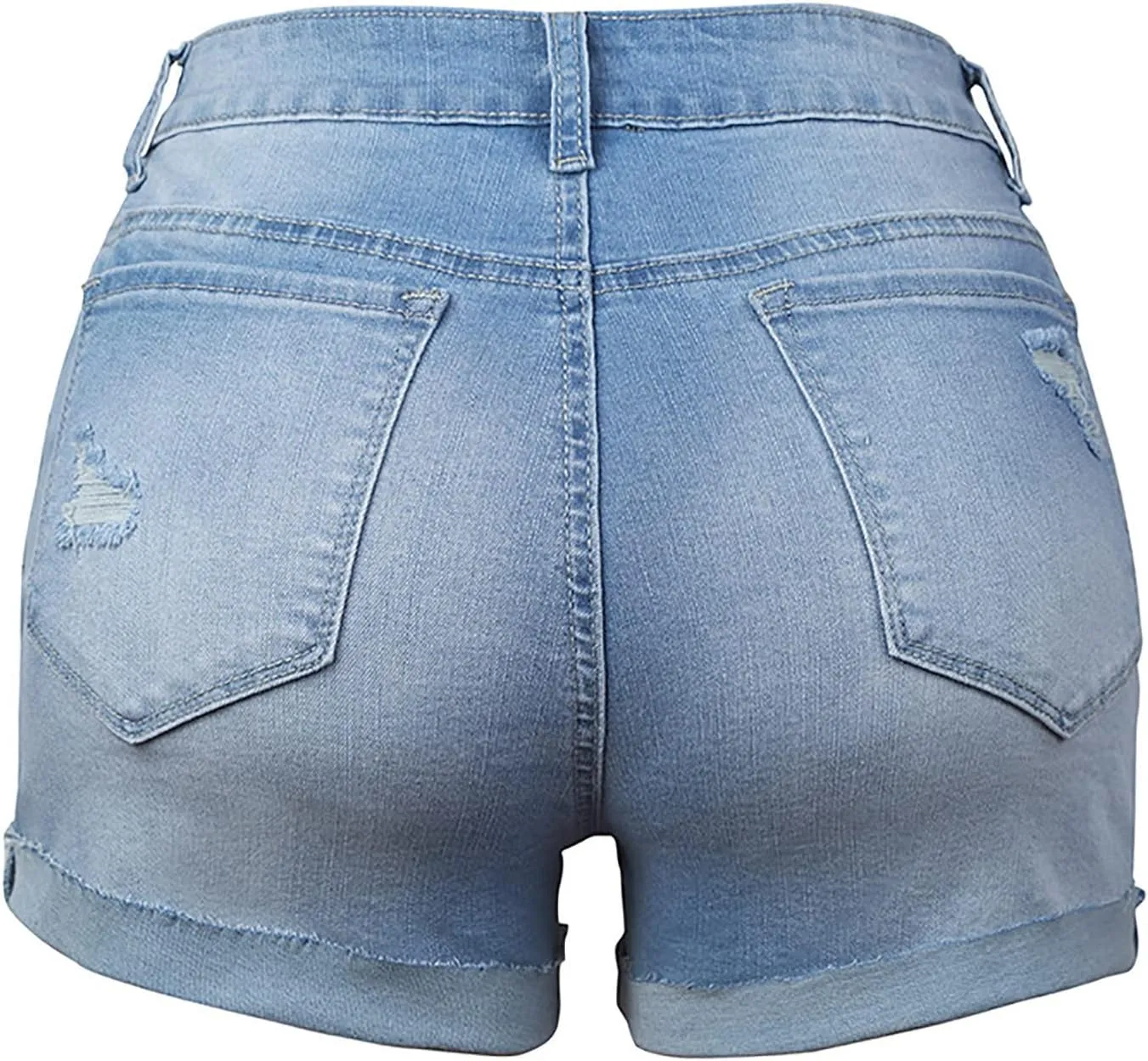 Summer Womens High Waisted Jean Shorts Comfy Stretchy Workout Denim Shorts Frayed Hem Shorts Button Denim Shorts