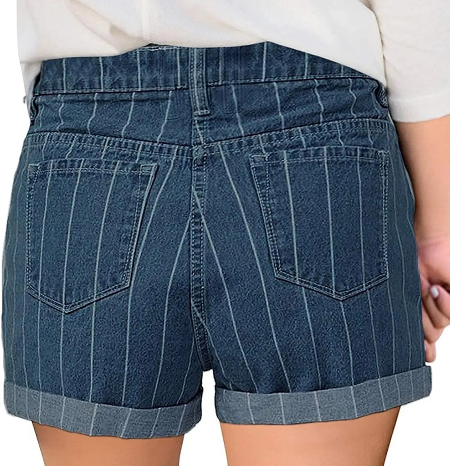 Summer Womens High Waisted Jean Shorts Comfy Stretchy Workout Denim Shorts Frayed Hem Shorts Button Denim Shorts