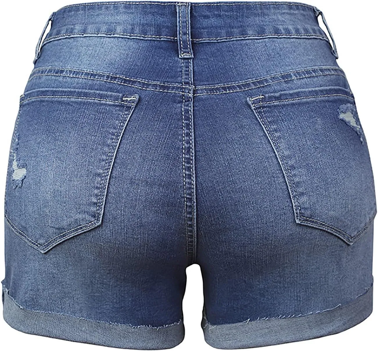 Summer Womens High Waisted Jean Shorts Comfy Stretchy Workout Denim Shorts Frayed Hem Shorts Button Denim Shorts
