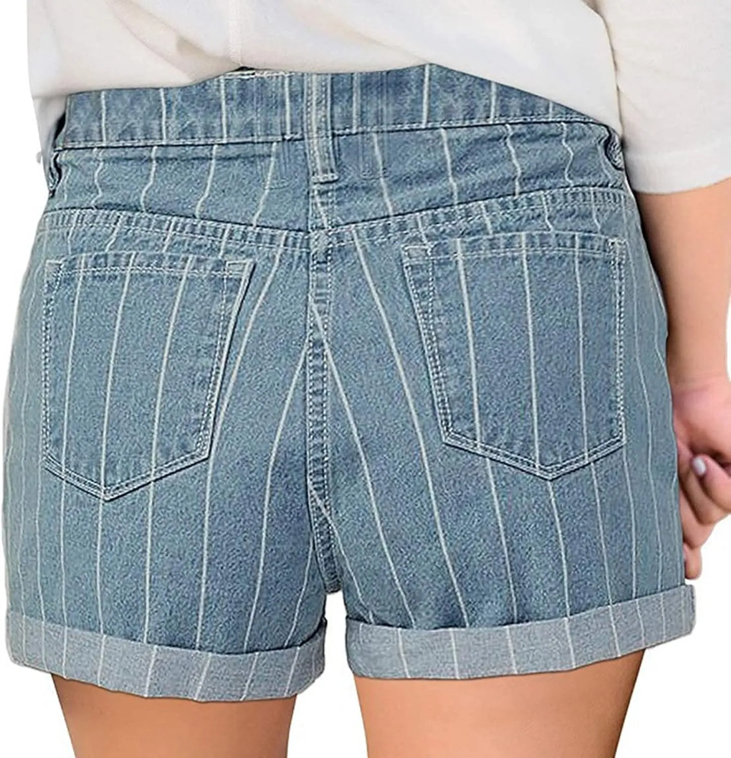 Summer Womens High Waisted Jean Shorts Comfy Stretchy Workout Denim Shorts Frayed Hem Shorts Button Denim Shorts