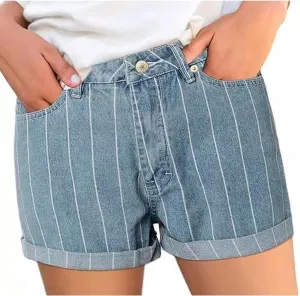 Summer Womens High Waisted Jean Shorts Comfy Stretchy Workout Denim Shorts Frayed Hem Shorts Button Denim Shorts