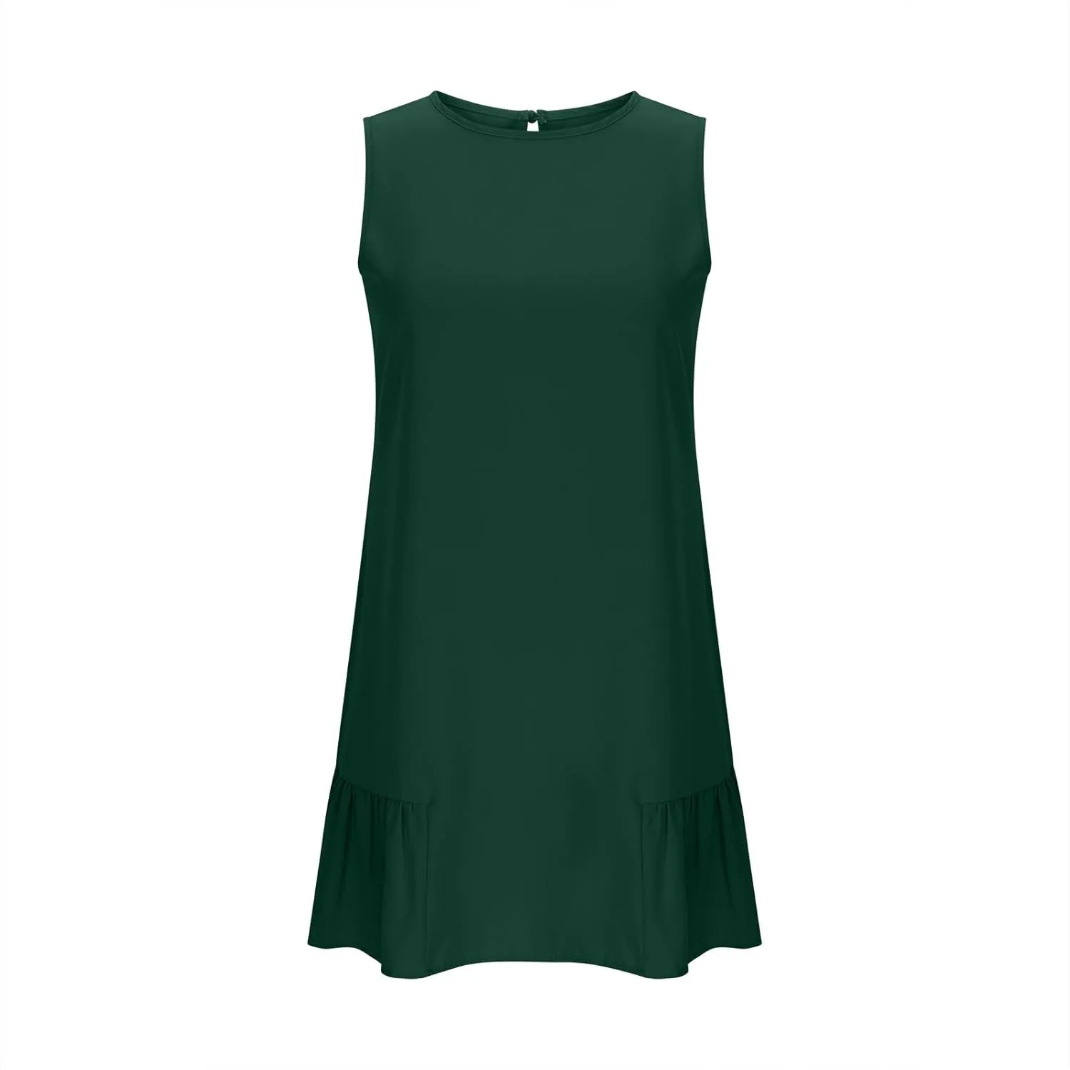 Sun Dresses for Women 2025 Vacation Summer Ruffle Crewneck Sleeveless Tank Mini Dress Shift Date Outfits