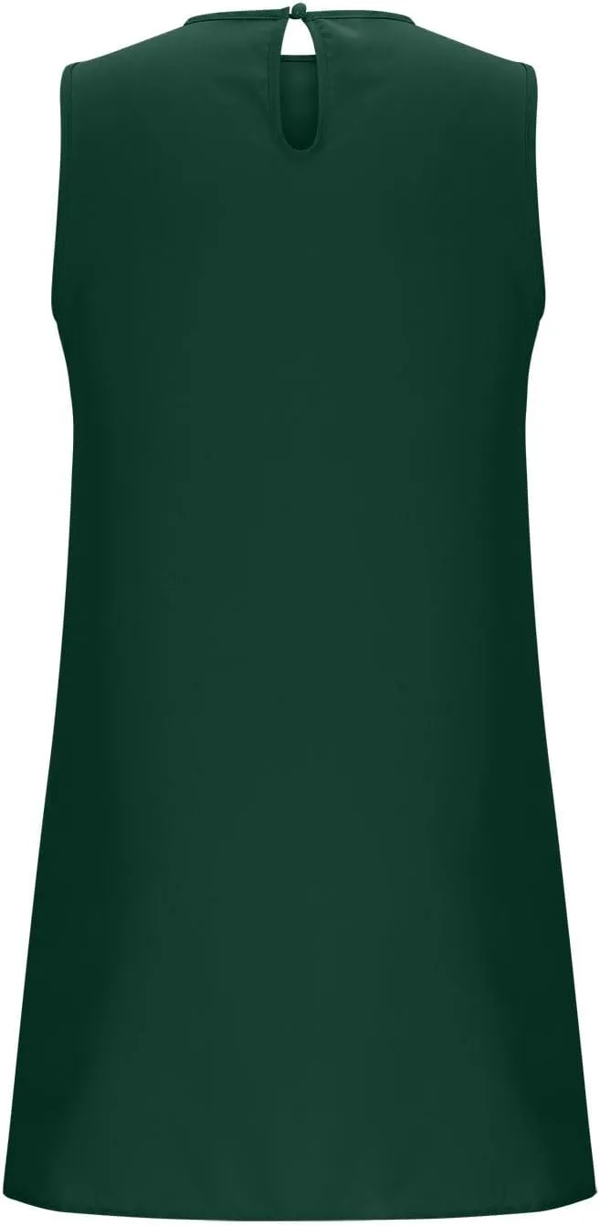 Sun Dresses for Women 2025 Vacation Summer Ruffle Crewneck Sleeveless Tank Mini Dress Shift Date Outfits