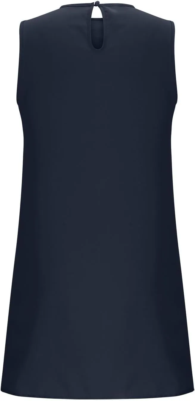 Sun Dresses for Women 2025 Vacation Summer Ruffle Crewneck Sleeveless Tank Mini Dress Shift Date Outfits