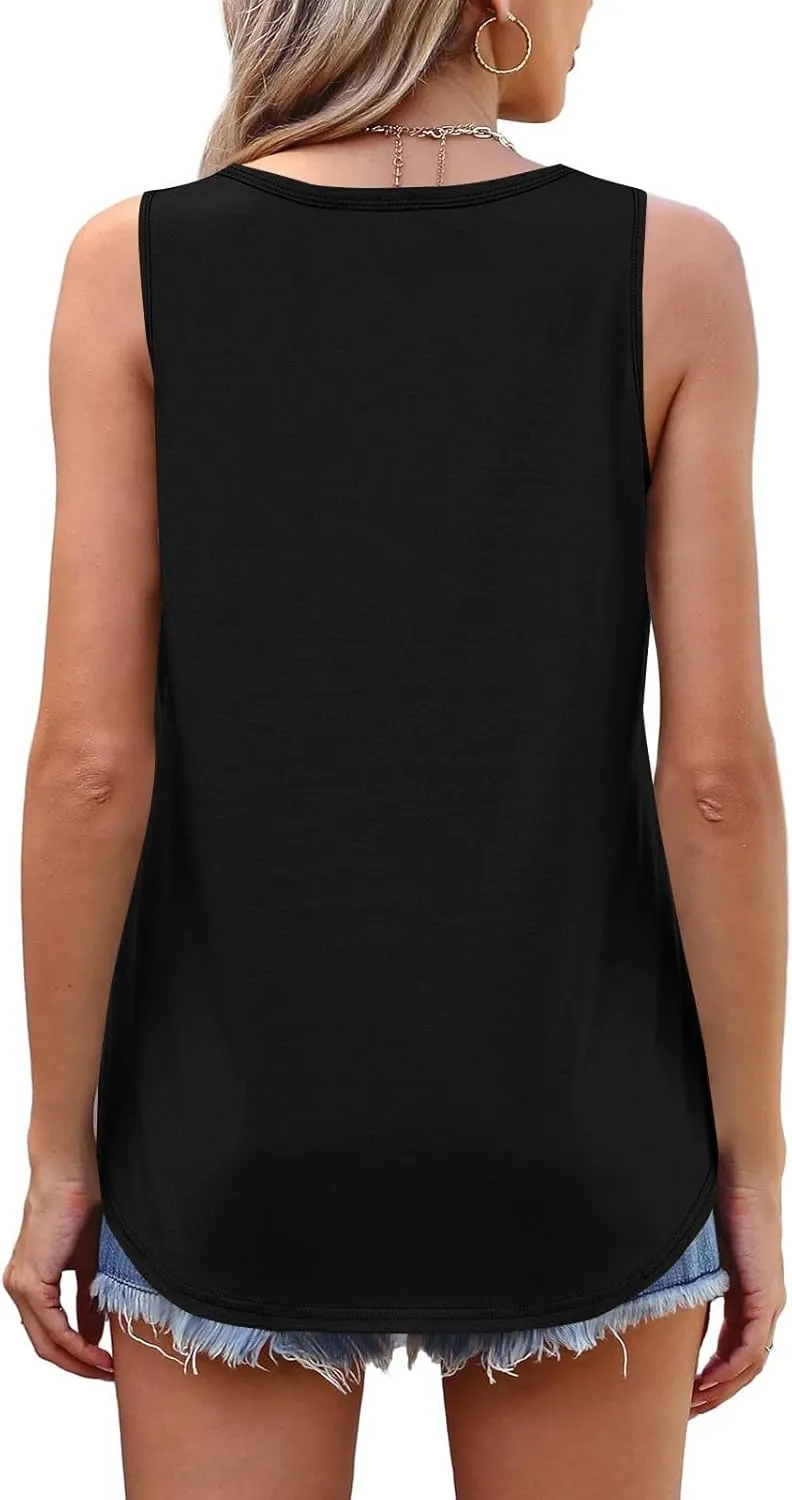 Tank Tops for Women Loose Fit Casual Flowy Plus Size Top Sleeveless Scoop Neck Summer Fashion Shirts Colthes 2025