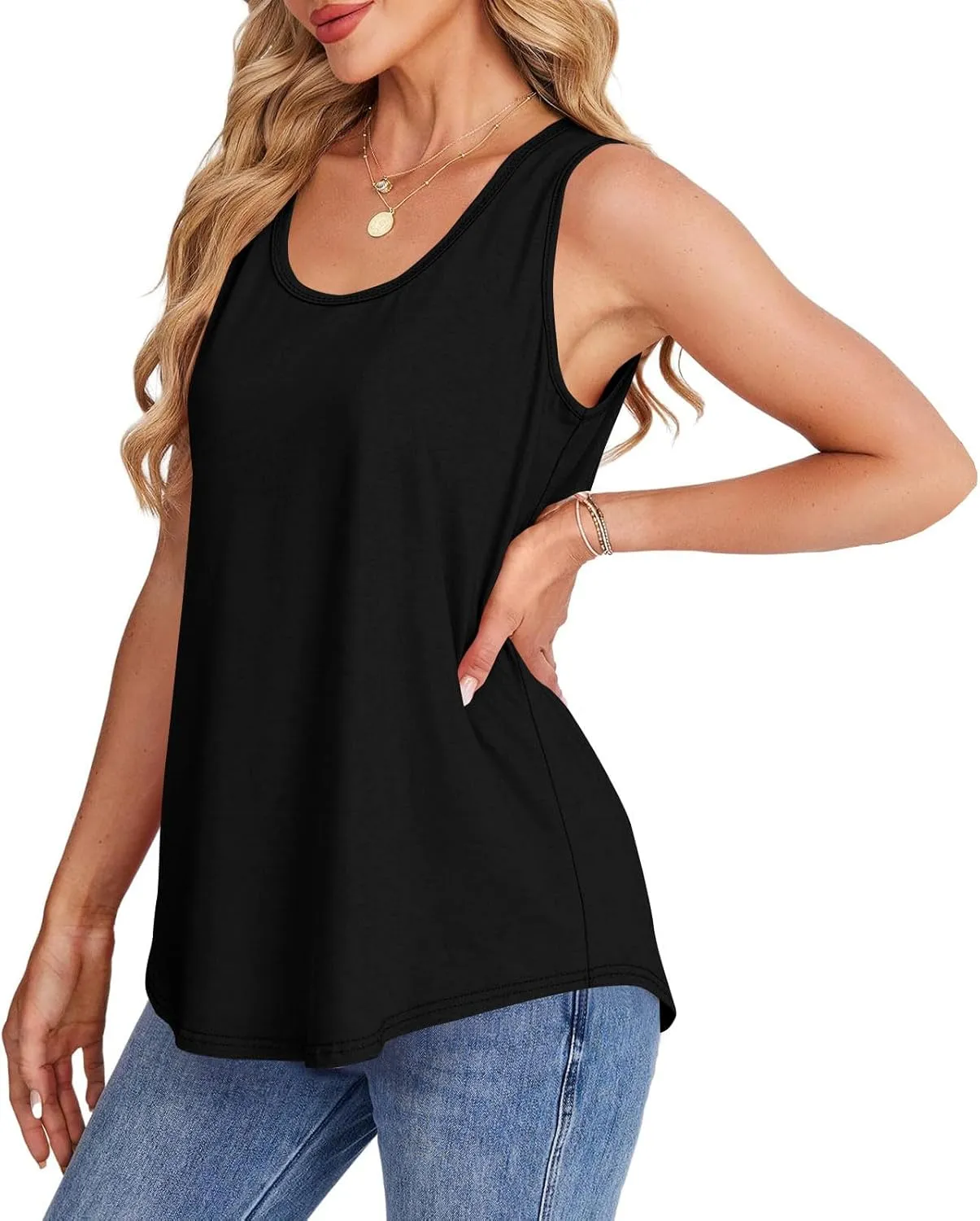 Tank Tops for Women Loose Fit Casual Flowy Plus Size Top Sleeveless Scoop Neck Summer Fashion Shirts Colthes 2025