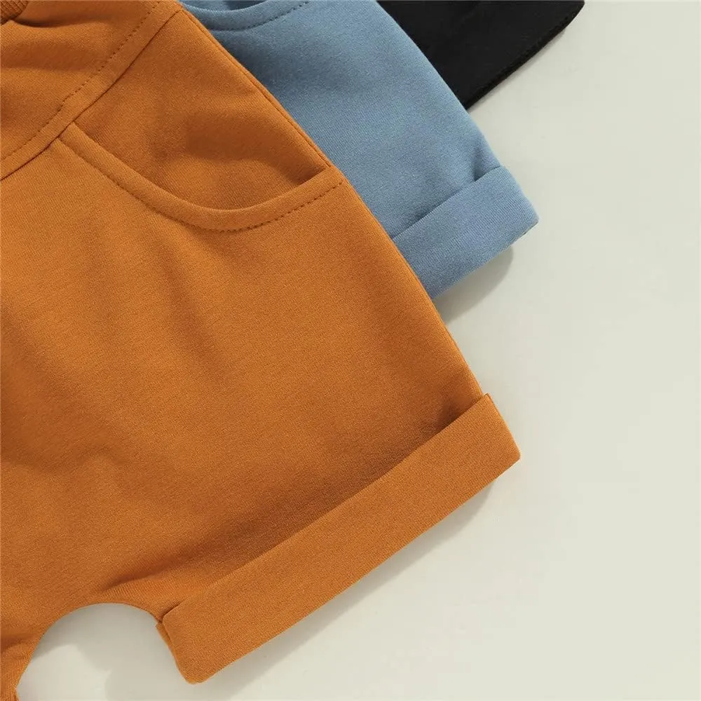 Toddler Baby Boy Shorts 3 Pack Shorts Set Elastic Waist Drawstring Shorts Sweatpants Casual Athletic Sports Shorts