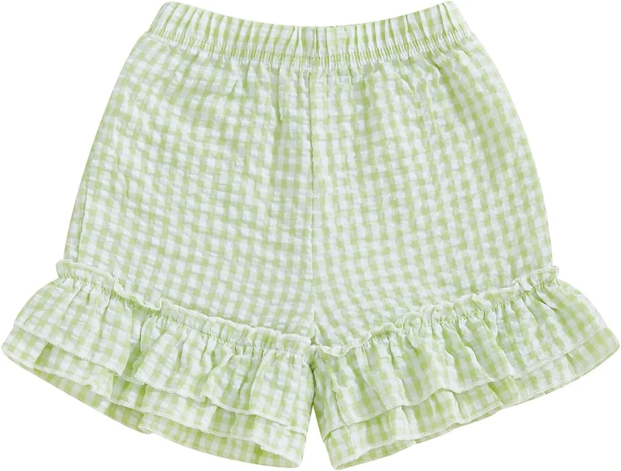 Toddler Baby Girl Shorts Summer Gingham/Striped Shorts Casual Elastic Waist Ruffled Shorts Bottoms