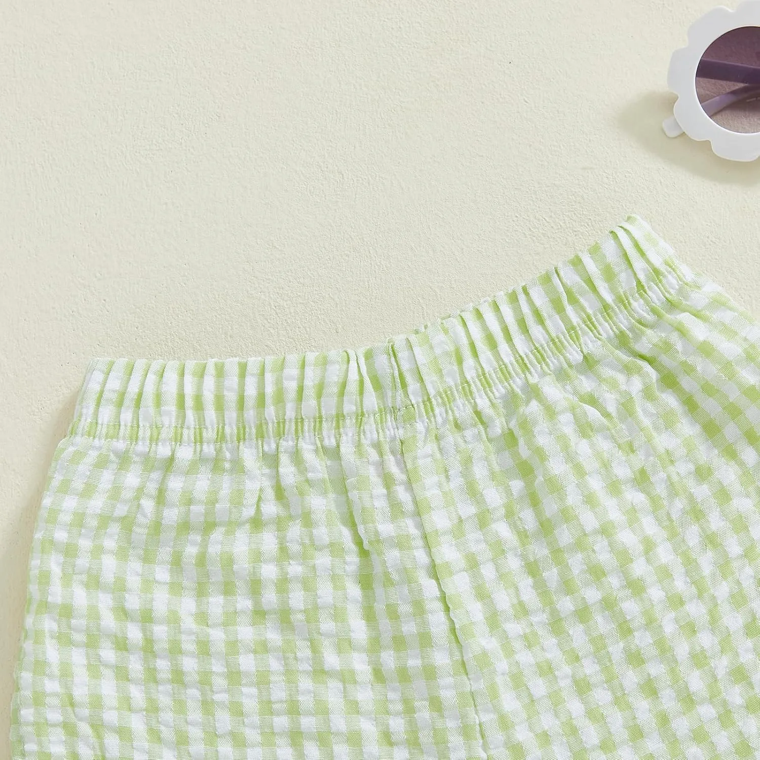 Toddler Baby Girl Shorts Summer Gingham/Striped Shorts Casual Elastic Waist Ruffled Shorts Bottoms