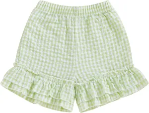 Toddler Baby Girl Shorts Summer Gingham/Striped Shorts Casual Elastic Waist Ruffled Shorts Bottoms
