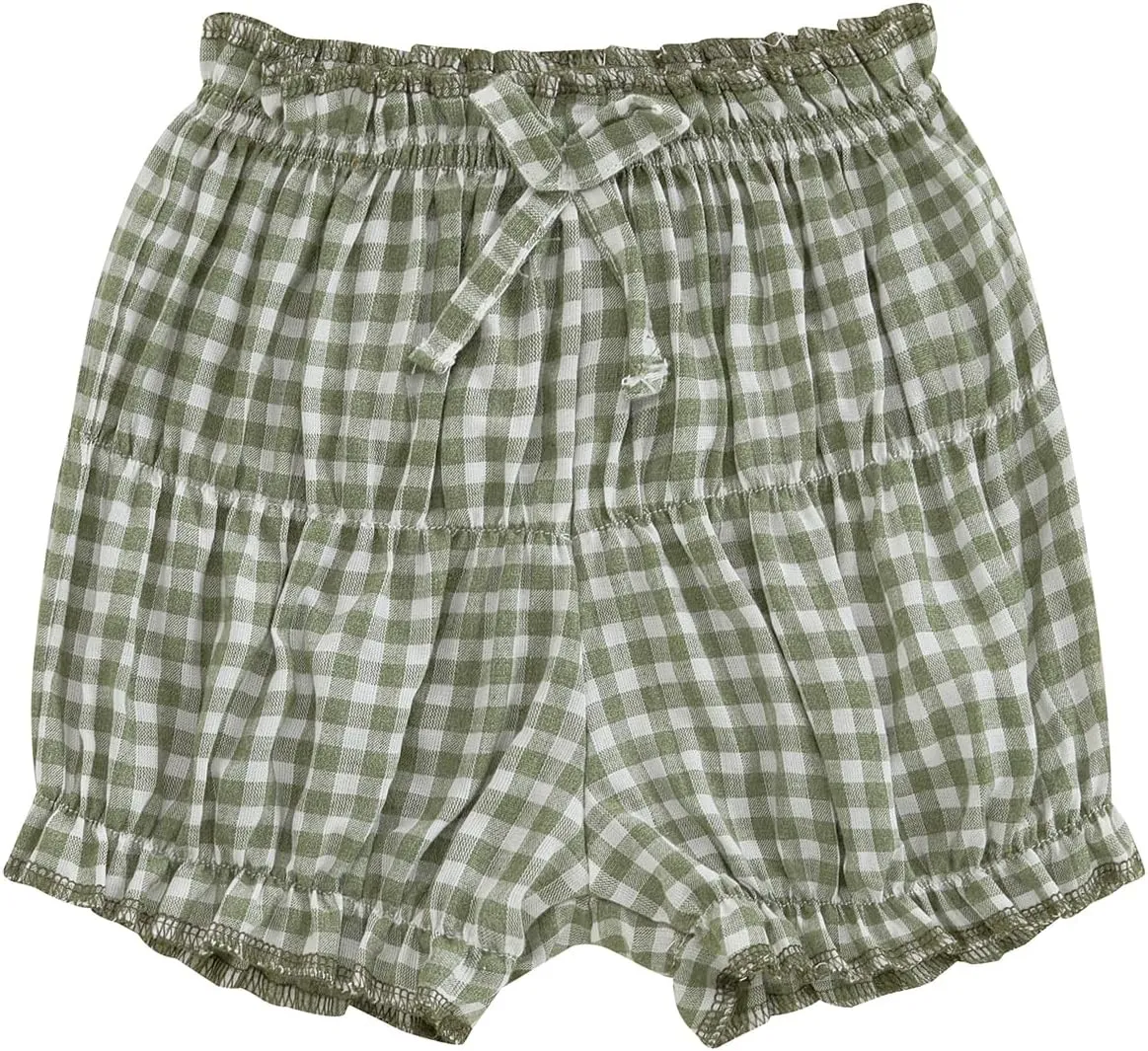 Toddler Baby Girl Shorts Summer Gingham/Striped Shorts Casual Elastic Waist Ruffled Shorts Bottoms